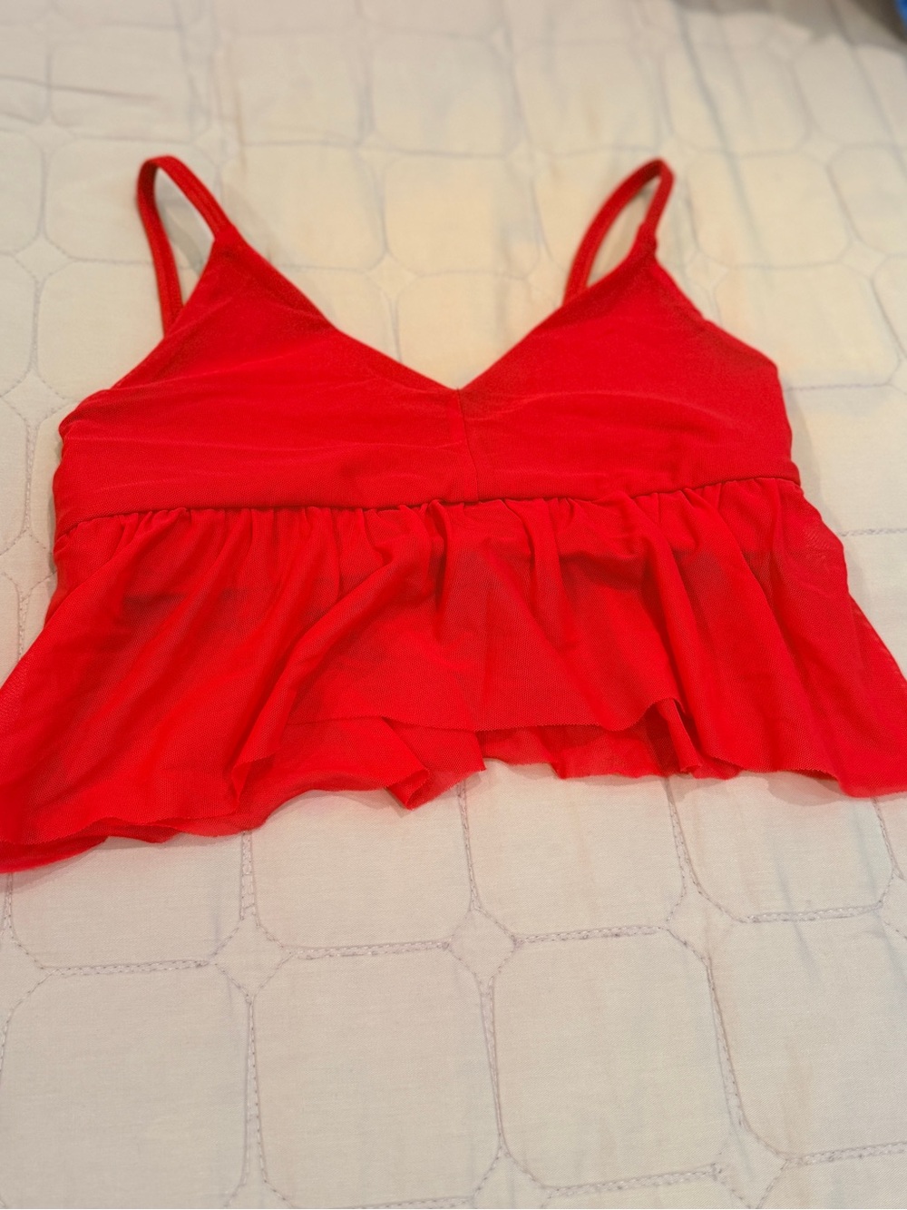 Red Ruffled Bralette Tank - Women’s Sports Bra